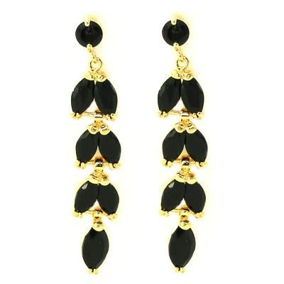 Brinco Elegante Folheada a Ouro com Pedras Cristalizada