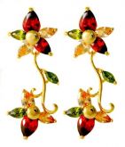Brinco Folheado a Ouro Zirconias Coloridas