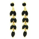 Brinco Elegante Folheada a Ouro com Pedras Cristalizada